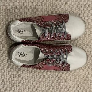 Lola + The Boys Glitter Sneakers - Pink and White